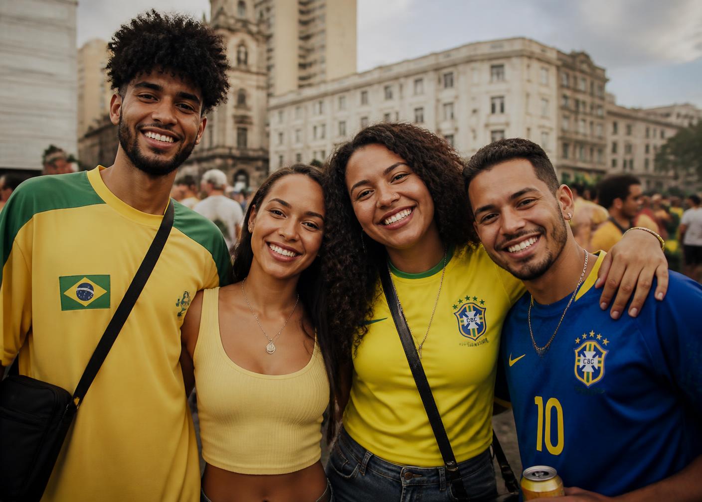 Cidadãos brasileiros em praça pública